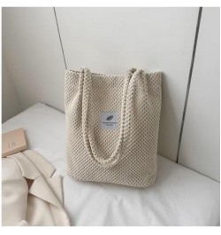 Women Corduroy Tote Bag, Cute Tote Bag Aesthetic Medium Tote Bag Everyday Bag for Work Shopping Travel White $11.96 Totes