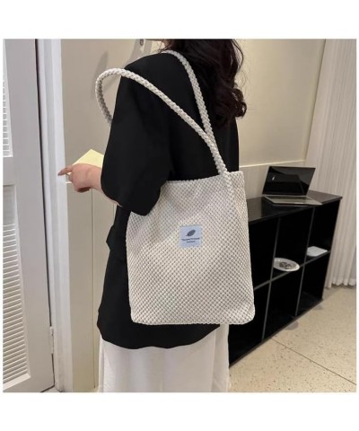 Women Corduroy Tote Bag, Cute Tote Bag Aesthetic Medium Tote Bag Everyday Bag for Work Shopping Travel White $11.96 Totes