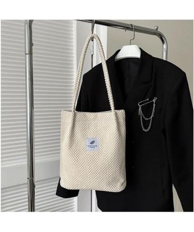 Women Corduroy Tote Bag, Cute Tote Bag Aesthetic Medium Tote Bag Everyday Bag for Work Shopping Travel White $11.96 Totes