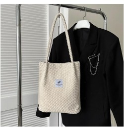 Women Corduroy Tote Bag, Cute Tote Bag Aesthetic Medium Tote Bag Everyday Bag for Work Shopping Travel White $11.96 Totes