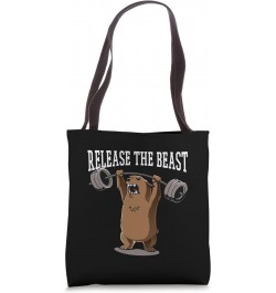 Release The Beast Gym Workout Grizzly Bear Bodybuilder Tote Bag $12.97 Totes