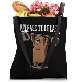 Release The Beast Gym Workout Grizzly Bear Bodybuilder Tote Bag $12.97 Totes