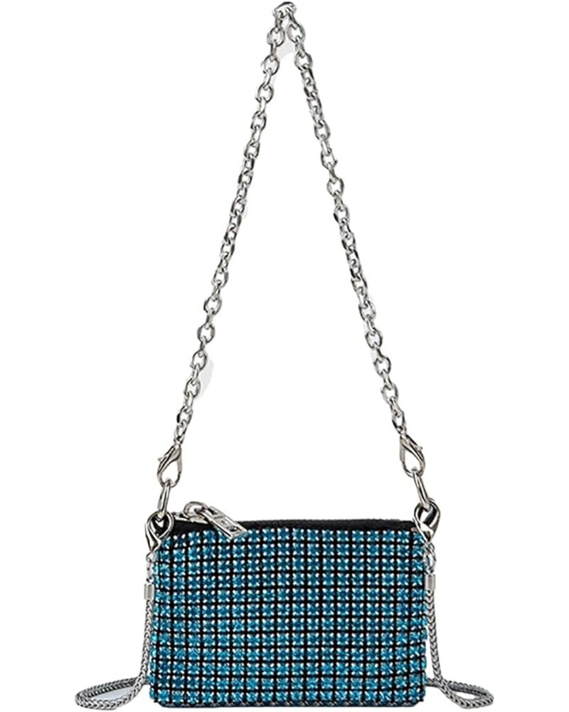 Rhinestone Purse for Women Crystal Crossbody Bag Glitter Mini Clutch Purse Bling Small Handbag for Party B-Gold Small Blue $3...