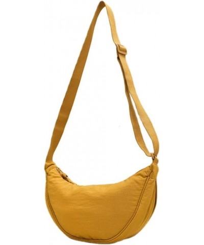 Crossbody Hobo Bag for Women Men Small Nylon Slouchy Purse Round Shoulder Bag Yellow $12.53 Hobo Bags