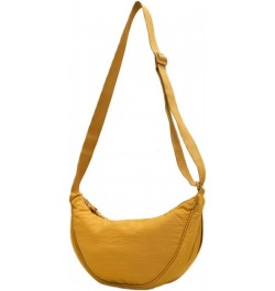 Crossbody Hobo Bag for Women Men Small Nylon Slouchy Purse Round Shoulder Bag Yellow $12.53 Hobo Bags