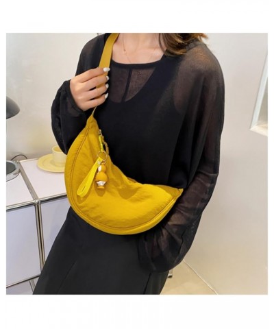 Crossbody Hobo Bag for Women Men Small Nylon Slouchy Purse Round Shoulder Bag Yellow $12.53 Hobo Bags