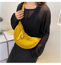 Crossbody Hobo Bag for Women Men Small Nylon Slouchy Purse Round Shoulder Bag Yellow $12.53 Hobo Bags