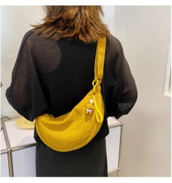 Crossbody Hobo Bag for Women Men Small Nylon Slouchy Purse Round Shoulder Bag Yellow $12.53 Hobo Bags