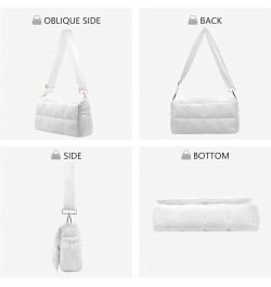 Puffer shoulder bag Cotton Padded handbag designer quilted crossbody dupes women lightweight purse White S $11.75 Shoulder Bags