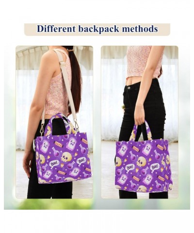 Halloween Skulls Corduroy Tote Versatile Shoulder Bag for Women with Zipper Magnetic Clasp，S $17.10 Totes