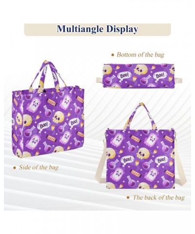 Halloween Skulls Corduroy Tote Versatile Shoulder Bag for Women with Zipper Magnetic Clasp，S $17.10 Totes