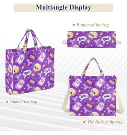 Halloween Skulls Corduroy Tote Versatile Shoulder Bag for Women with Zipper Magnetic Clasp，S $17.10 Totes