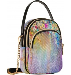 Chain Crossbody Bags for Women Colorful Floral Painting Quilted Shoulder Crossbody Handbags Travel Cross Body Cell Phone Purs...