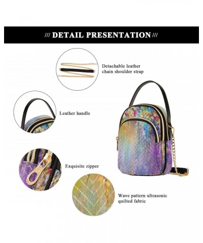 Chain Crossbody Bags for Women Colorful Floral Painting Quilted Shoulder Crossbody Handbags Travel Cross Body Cell Phone Purs...