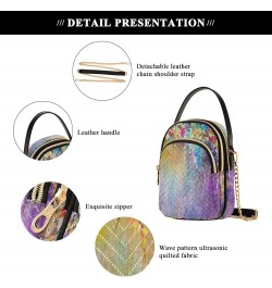 Chain Crossbody Bags for Women Colorful Floral Painting Quilted Shoulder Crossbody Handbags Travel Cross Body Cell Phone Purs...