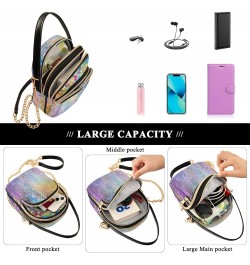 Chain Crossbody Bags for Women Colorful Floral Painting Quilted Shoulder Crossbody Handbags Travel Cross Body Cell Phone Purs...