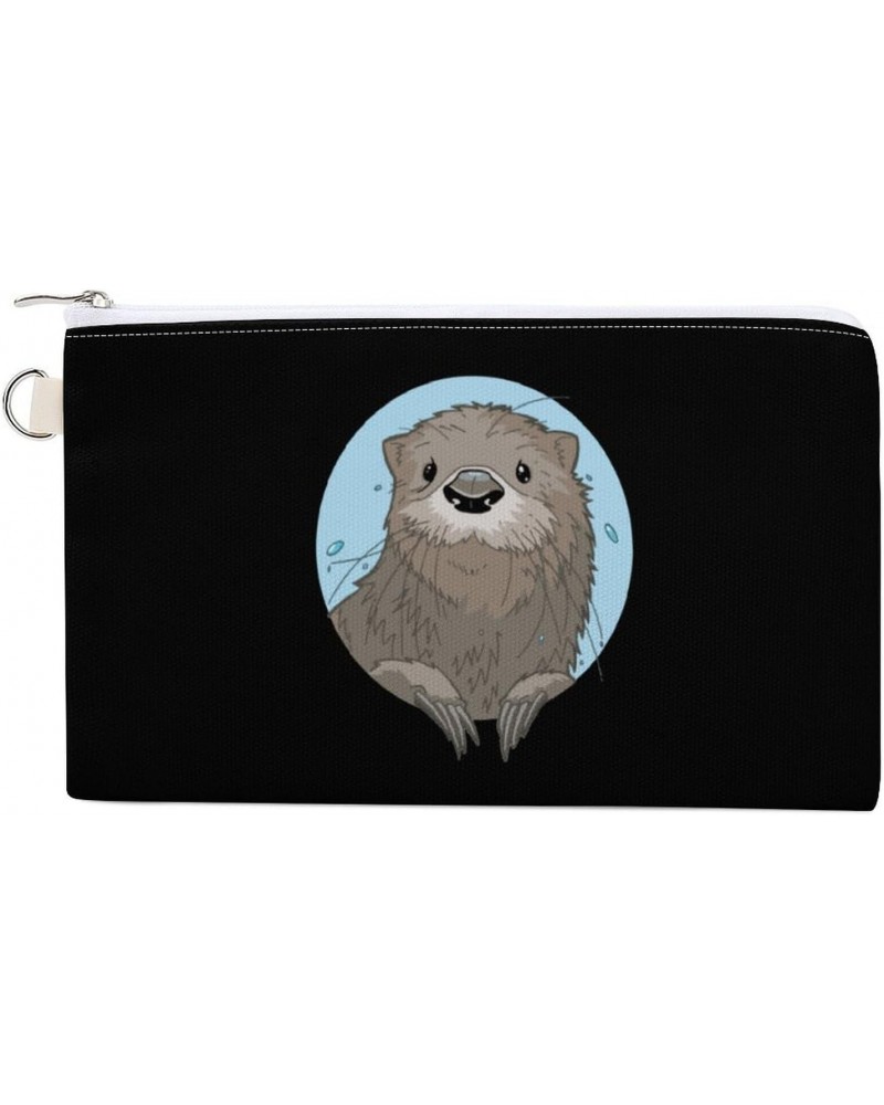 Cute Otter Canvas Wallet Slim Wristlets Bag Credit Card Clutch Purses $9.03 Wallets