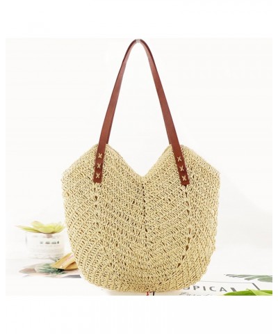 Tote Bag Daily Collocation Handmade Women Purse Straw Handbag Fashion Accessories Beige $16.09 Totes