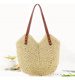 Tote Bag Daily Collocation Handmade Women Purse Straw Handbag Fashion Accessories Beige $16.09 Totes