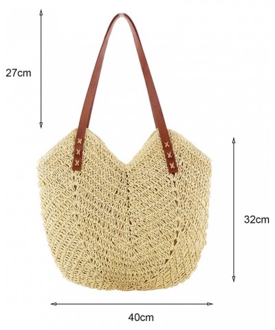 Tote Bag Daily Collocation Handmade Women Purse Straw Handbag Fashion Accessories Beige $16.09 Totes