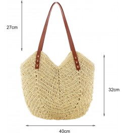 Tote Bag Daily Collocation Handmade Women Purse Straw Handbag Fashion Accessories Beige $16.09 Totes