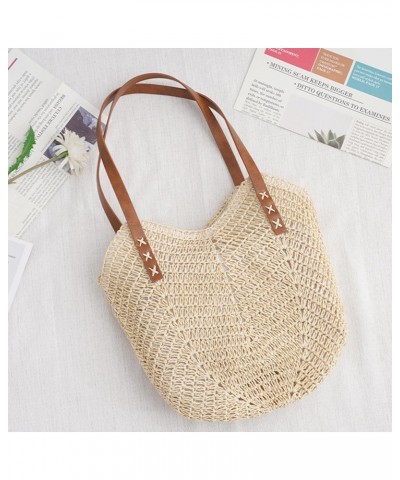 Tote Bag Daily Collocation Handmade Women Purse Straw Handbag Fashion Accessories Beige $16.09 Totes