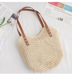 Tote Bag Daily Collocation Handmade Women Purse Straw Handbag Fashion Accessories Beige $16.09 Totes