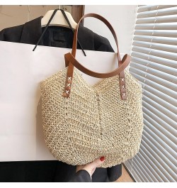 Tote Bag Daily Collocation Handmade Women Purse Straw Handbag Fashion Accessories Beige $16.09 Totes