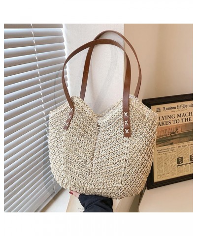 Tote Bag Daily Collocation Handmade Women Purse Straw Handbag Fashion Accessories Beige $16.09 Totes