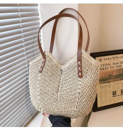 Tote Bag Daily Collocation Handmade Women Purse Straw Handbag Fashion Accessories Beige $16.09 Totes