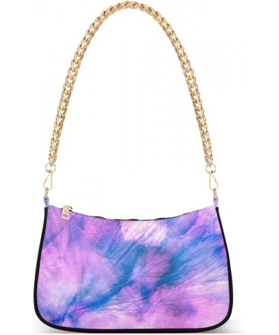 Shoulder Bags for Women, Tie Dye Rainbow Hobo Tote Handbag, Retro Chain Bag Purse with Zipper Color08 $12.00 Shoulder Bags