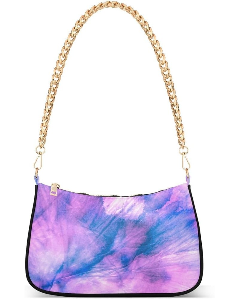 Shoulder Bags for Women, Tie Dye Rainbow Hobo Tote Handbag, Retro Chain Bag Purse with Zipper Color08 $12.00 Shoulder Bags