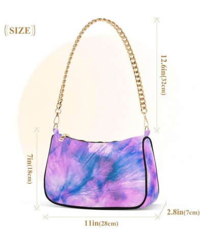 Shoulder Bags for Women, Tie Dye Rainbow Hobo Tote Handbag, Retro Chain Bag Purse with Zipper Color08 $12.00 Shoulder Bags