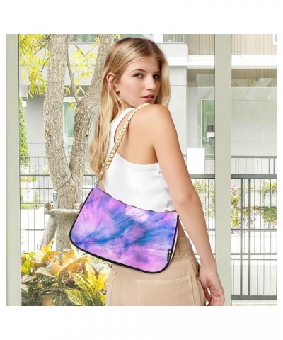 Shoulder Bags for Women, Tie Dye Rainbow Hobo Tote Handbag, Retro Chain Bag Purse with Zipper Color08 $12.00 Shoulder Bags