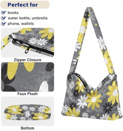 Chamomile Flowers Tote Handbags for Women Ultra Soft Fluffy Shoulder Bag with Zipper Fashion Durable Shoulder Purses for Picn...