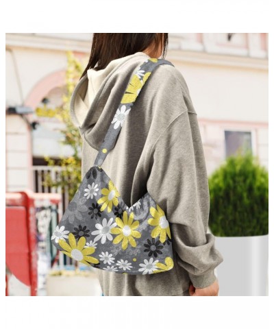 Chamomile Flowers Tote Handbags for Women Ultra Soft Fluffy Shoulder Bag with Zipper Fashion Durable Shoulder Purses for Picn...