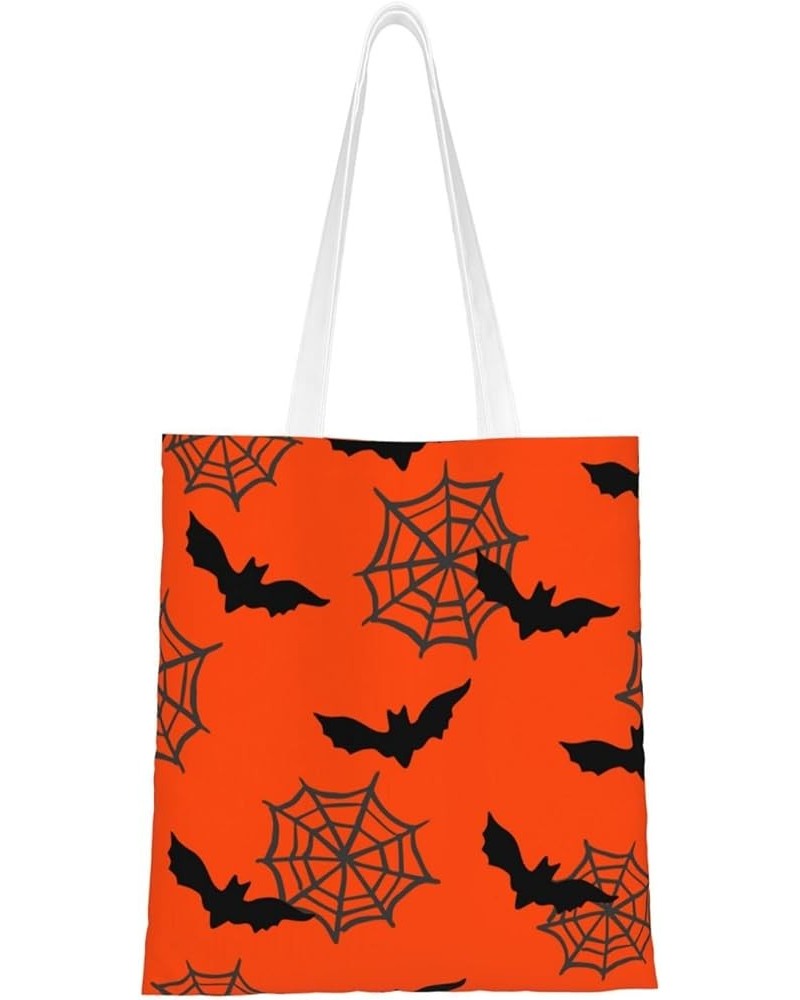 Halloween Spiders Single Shoulder Fashion Canvas Tote Shopping Bags Handbags For Men And Women Halloween Bats5 $11.72 Totes