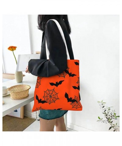 Halloween Spiders Single Shoulder Fashion Canvas Tote Shopping Bags Handbags For Men And Women Halloween Bats5 $11.72 Totes