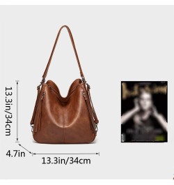 Hobo Tote Shoulder Bag Purses 3pcs for Women PU Retro Backpack Handbag Satchel Clutch Wallet Brown $18.50 Backpacks