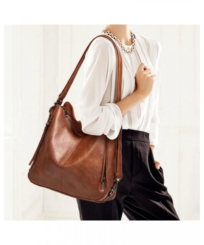 Hobo Tote Shoulder Bag Purses 3pcs for Women PU Retro Backpack Handbag Satchel Clutch Wallet Brown $18.50 Backpacks