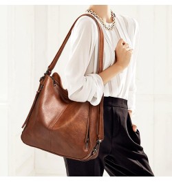 Hobo Tote Shoulder Bag Purses 3pcs for Women PU Retro Backpack Handbag Satchel Clutch Wallet Brown $18.50 Backpacks