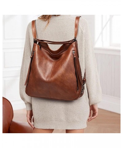 Hobo Tote Shoulder Bag Purses 3pcs for Women PU Retro Backpack Handbag Satchel Clutch Wallet Brown $18.50 Backpacks