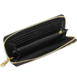 Puzzle with Split Complementary Colors Leather Long Wallet Organizer with Zipper Purse Clutch Bag for Women Men 4.13"(L) x 7....