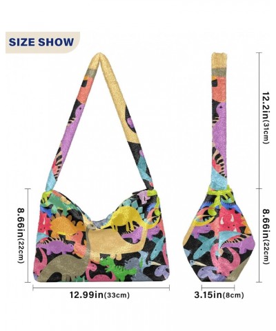 Women Boho Handbag Rainbow Cute Dino Underarm Bag Tote Bag Shoulder Bag Crossbody Bag Fluffy Cell Phone Purse Patriot Lady Tr...