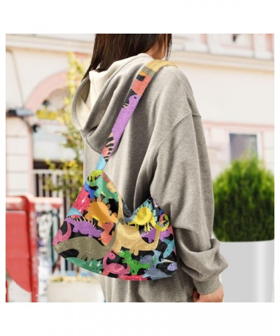 Women Boho Handbag Rainbow Cute Dino Underarm Bag Tote Bag Shoulder Bag Crossbody Bag Fluffy Cell Phone Purse Patriot Lady Tr...