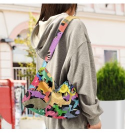 Women Boho Handbag Rainbow Cute Dino Underarm Bag Tote Bag Shoulder Bag Crossbody Bag Fluffy Cell Phone Purse Patriot Lady Tr...