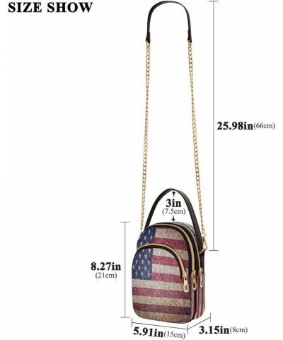 Chain Crossbody Bags for Women American Flag Retor Quilted Shoulder Crossbody Handbags Travel Cross Body Cell Phone Purses Ba...