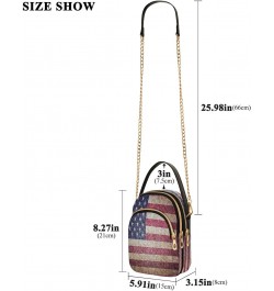 Chain Crossbody Bags for Women American Flag Retor Quilted Shoulder Crossbody Handbags Travel Cross Body Cell Phone Purses Ba...