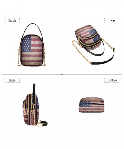 Chain Crossbody Bags for Women American Flag Retor Quilted Shoulder Crossbody Handbags Travel Cross Body Cell Phone Purses Ba...