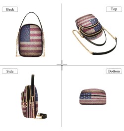 Chain Crossbody Bags for Women American Flag Retor Quilted Shoulder Crossbody Handbags Travel Cross Body Cell Phone Purses Ba...